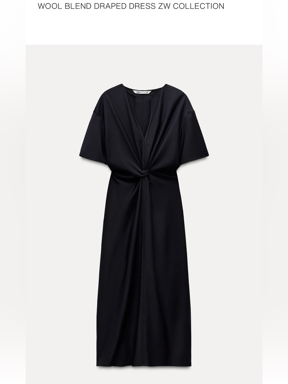 NWT Zara ZW Collection Wool-Blend Draped Navy Darted Dress size XL. - Picture 1 of 7